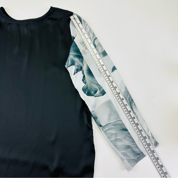 Linea Domani monochrome long sleeve print top Womens Size 14 Flowy hi lo hem - Picture 7 of 10